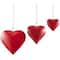 Red Metal Heart Tibetan Inspired Indoor Outdoor Decorative Bells with Jute Hanging Rope